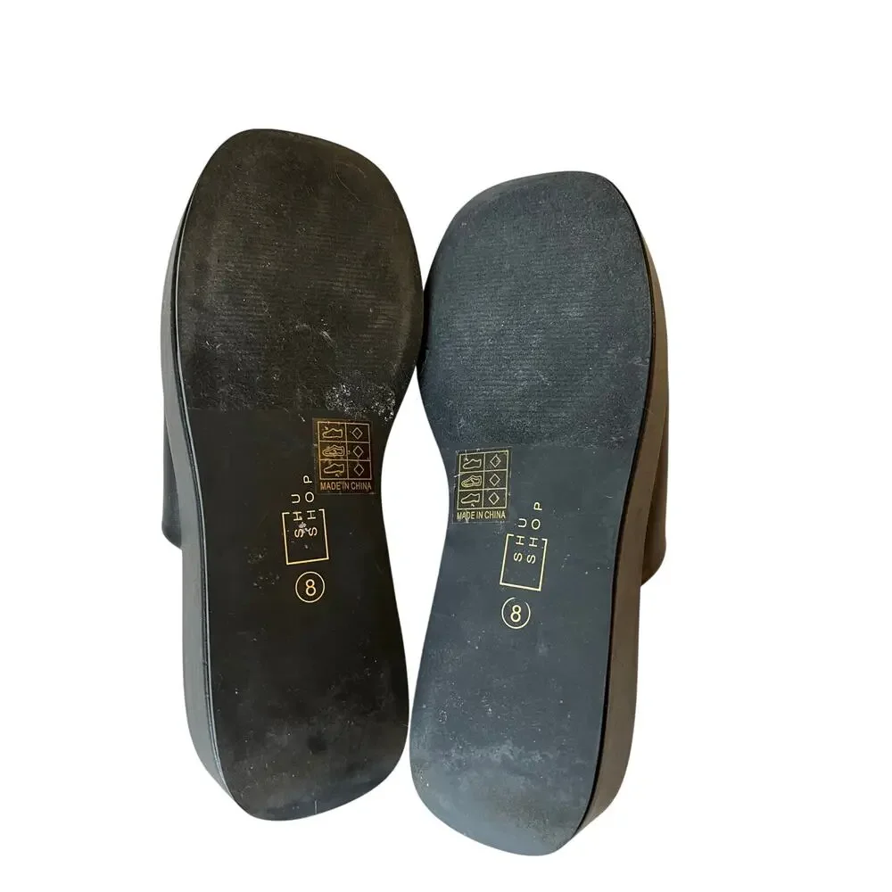 Shu Shop | Black Size 8 Lourdes Slide Sandals Wedge